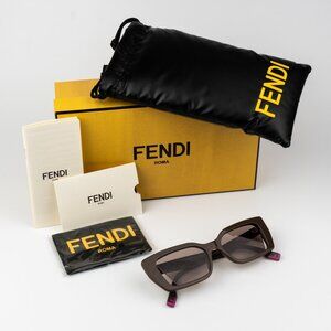 Fendi Women Sunglasses Shiny Truffle Light Brown Geometric FE40032I 50E NEW